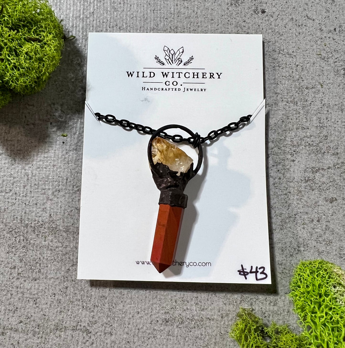 Red Jasper and Citrine Necklace on 18 in chain
