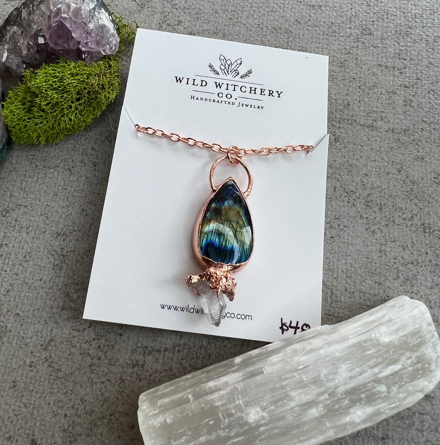 Labradorite & Herkimer Diamond Necklace