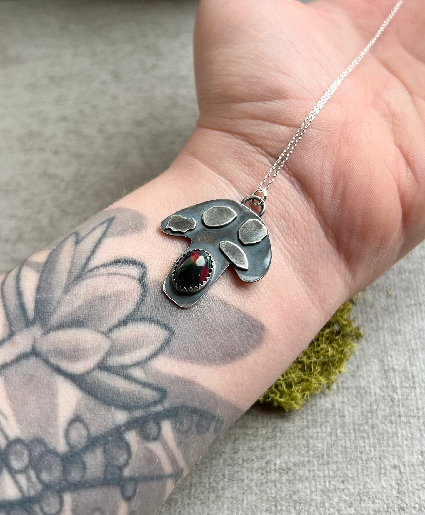 Mushroom Opal Sterling Silver Necklace