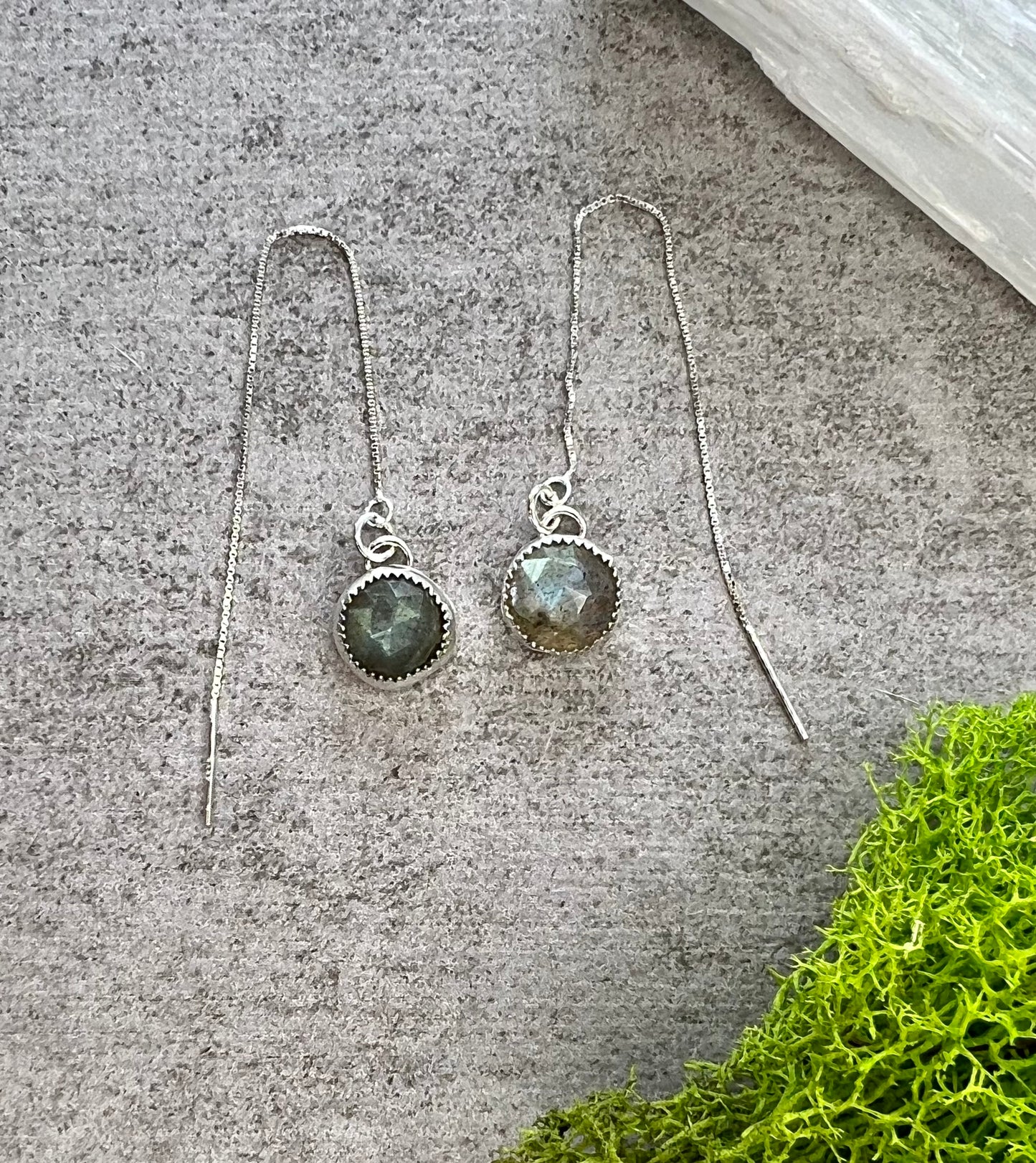 Labradorite Ear Threaders in Sterling Silver