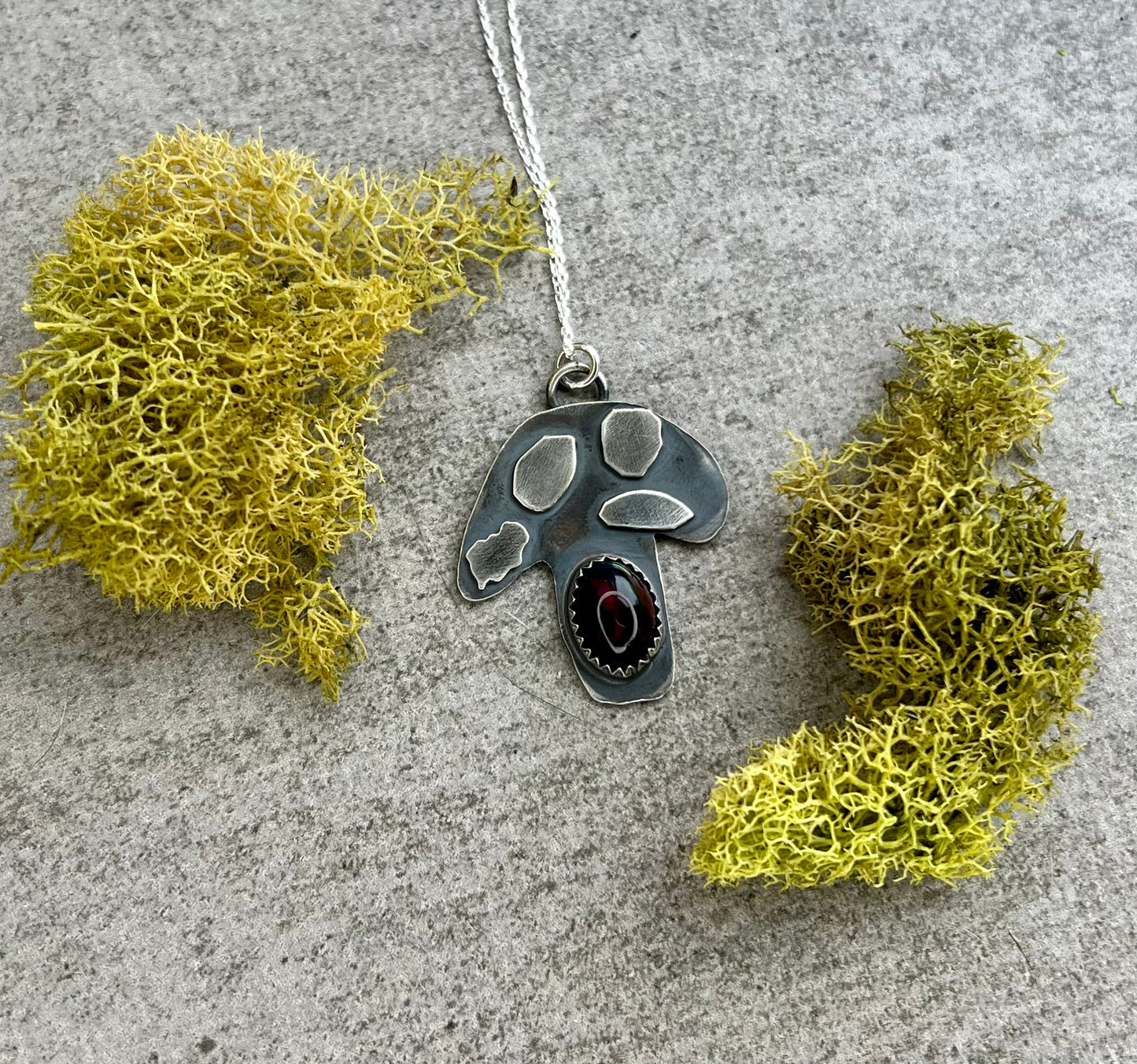 Mushroom Opal Sterling Silver Necklace