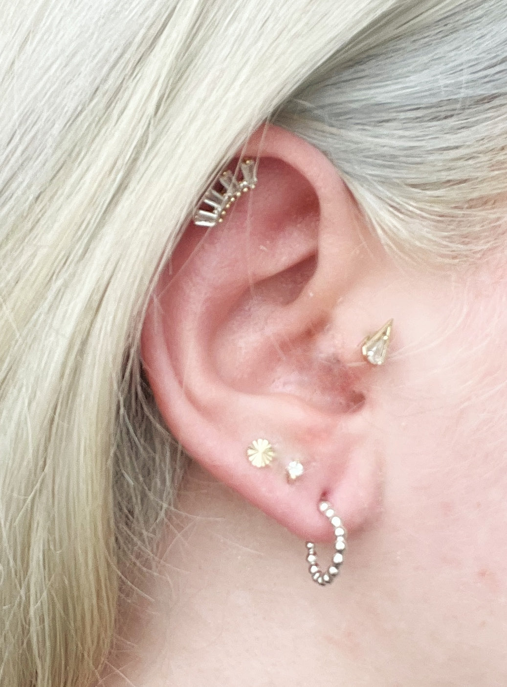 Dahlia | Beaded Hoop Stud Earrings