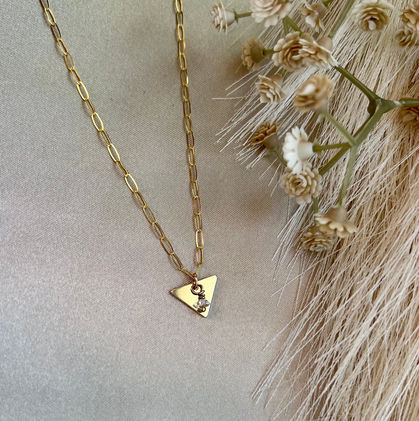 Sylvia | Triangle & Herkimer Necklace