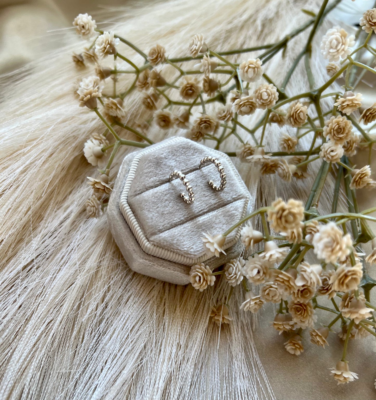 Dahlia | Beaded Hoop Stud Earrings