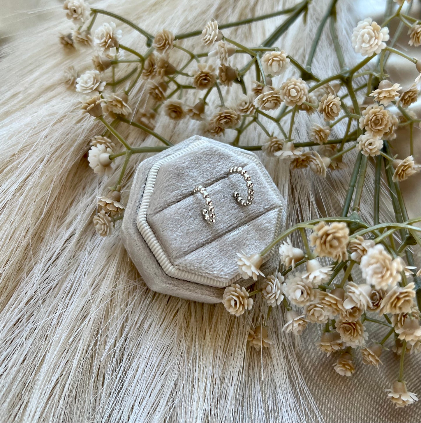 Dahlia | Beaded Hoop Stud Earrings