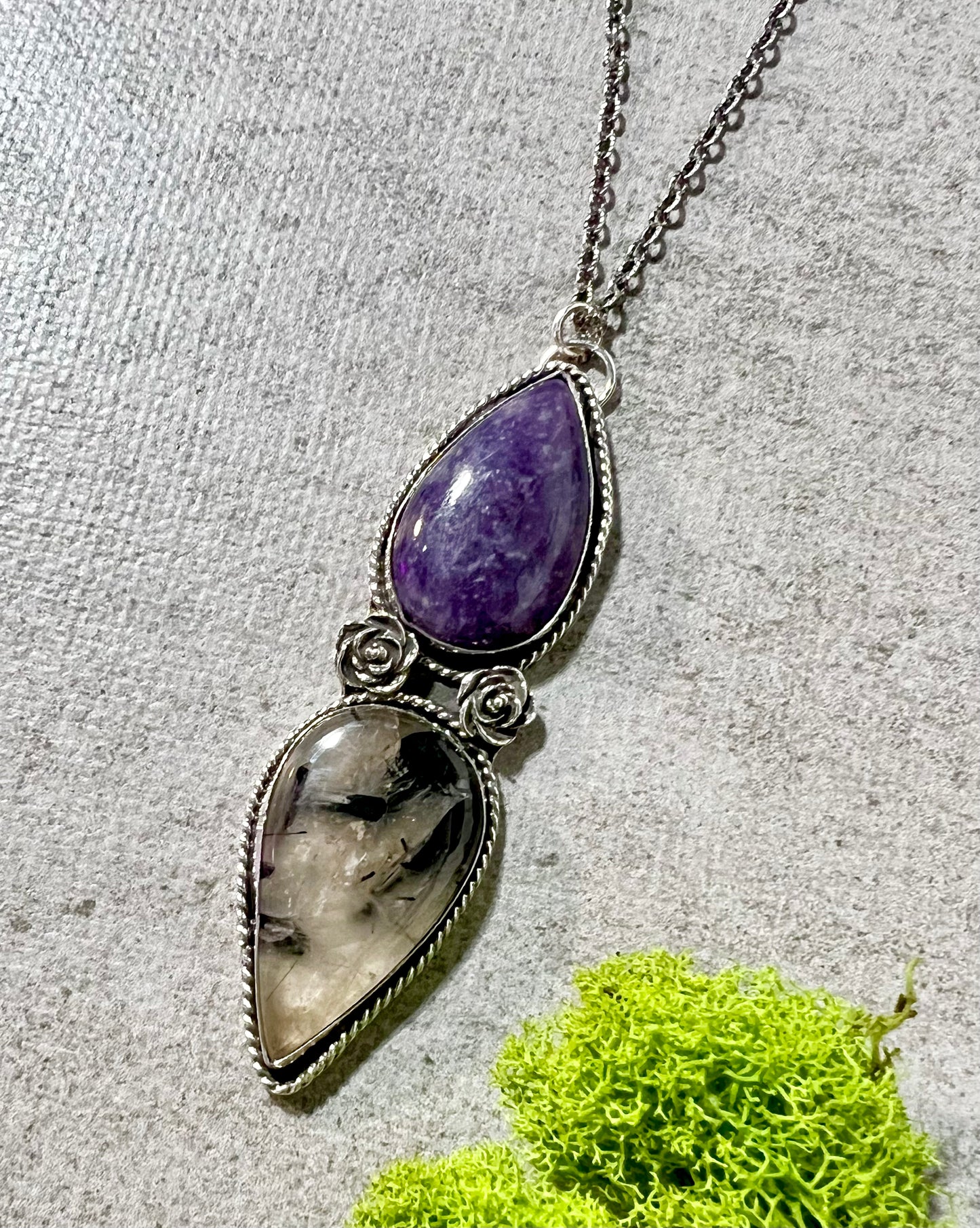 Lepidolite & Rutilated Quartz Necklace