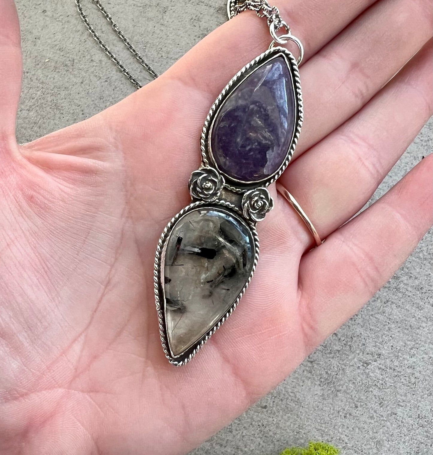 Lepidolite & Rutilated Quartz Necklace