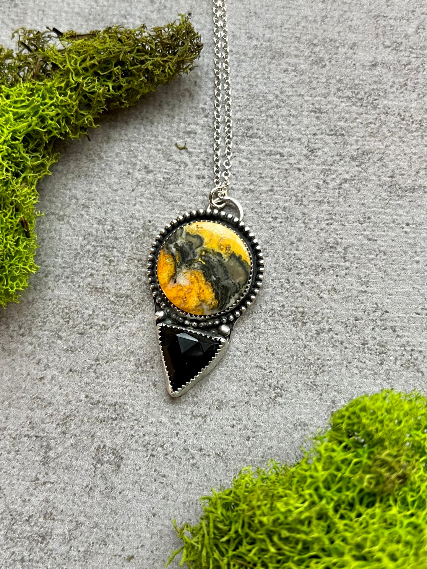 Bumblebee Jasper and Onyx Necklace