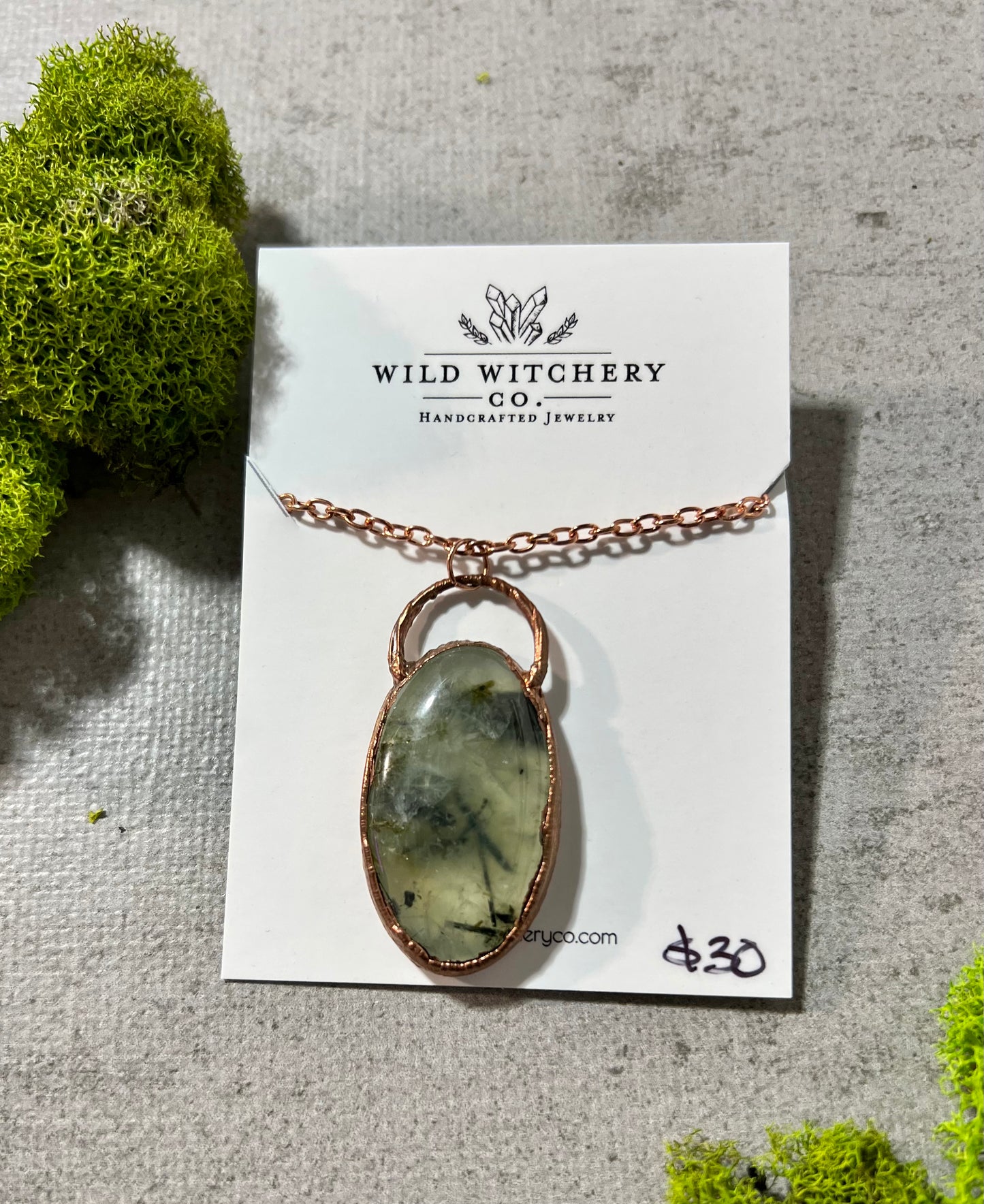 Prehnite Necklace on 24 in chain