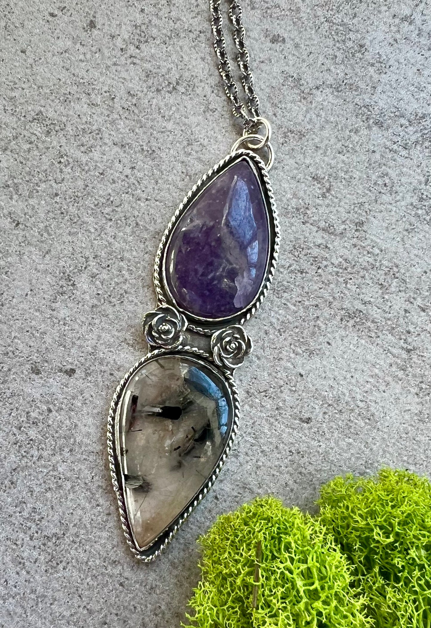 Lepidolite & Rutilated Quartz Necklace