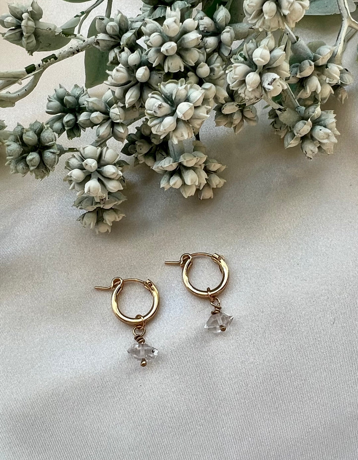 Penelope | Herkimer Diamond Huggie Hoops