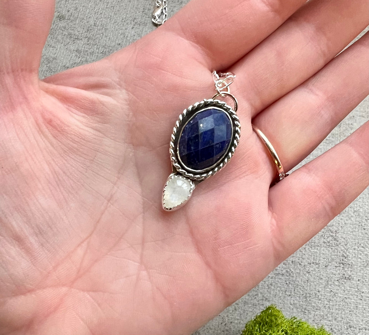 Lapis Lazuli and Moonstone Sterling Silver Necklace