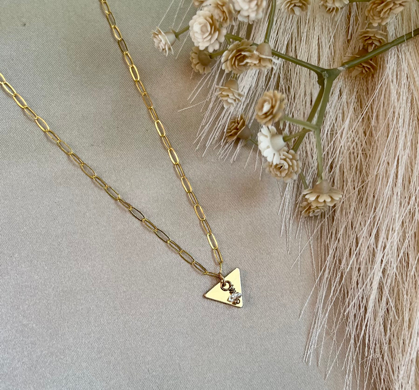 Sylvia | Triangle & Herkimer Necklace