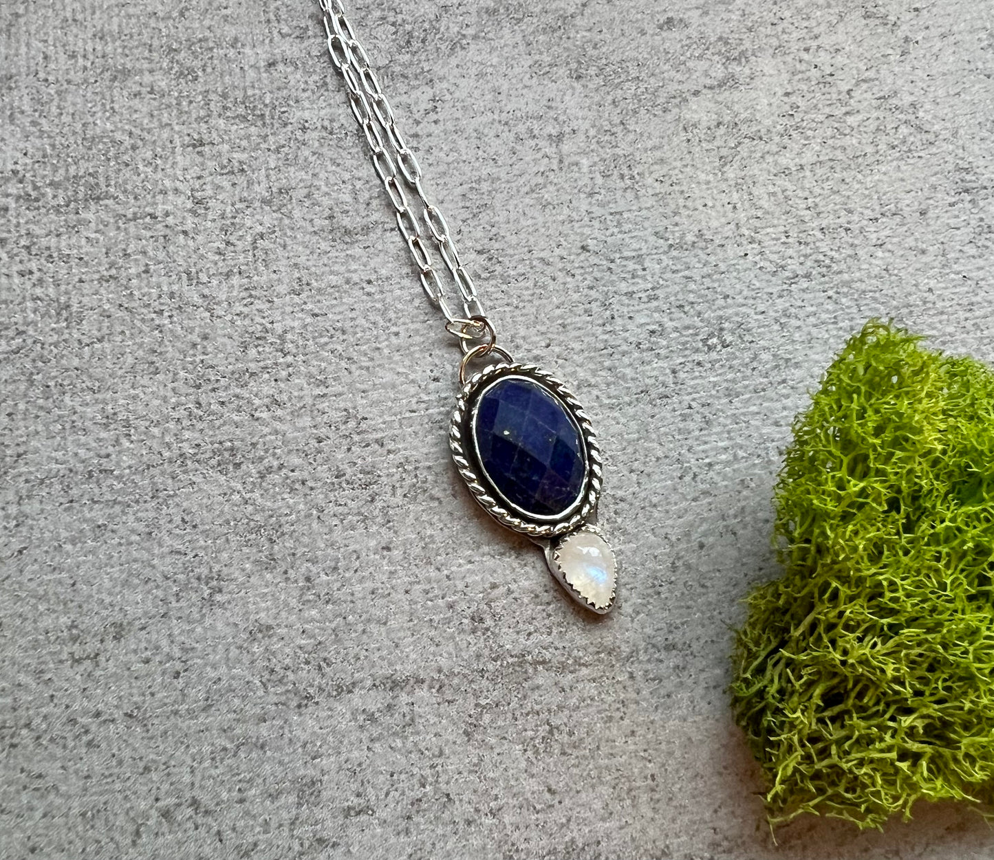 Lapis Lazuli and Moonstone Sterling Silver Necklace