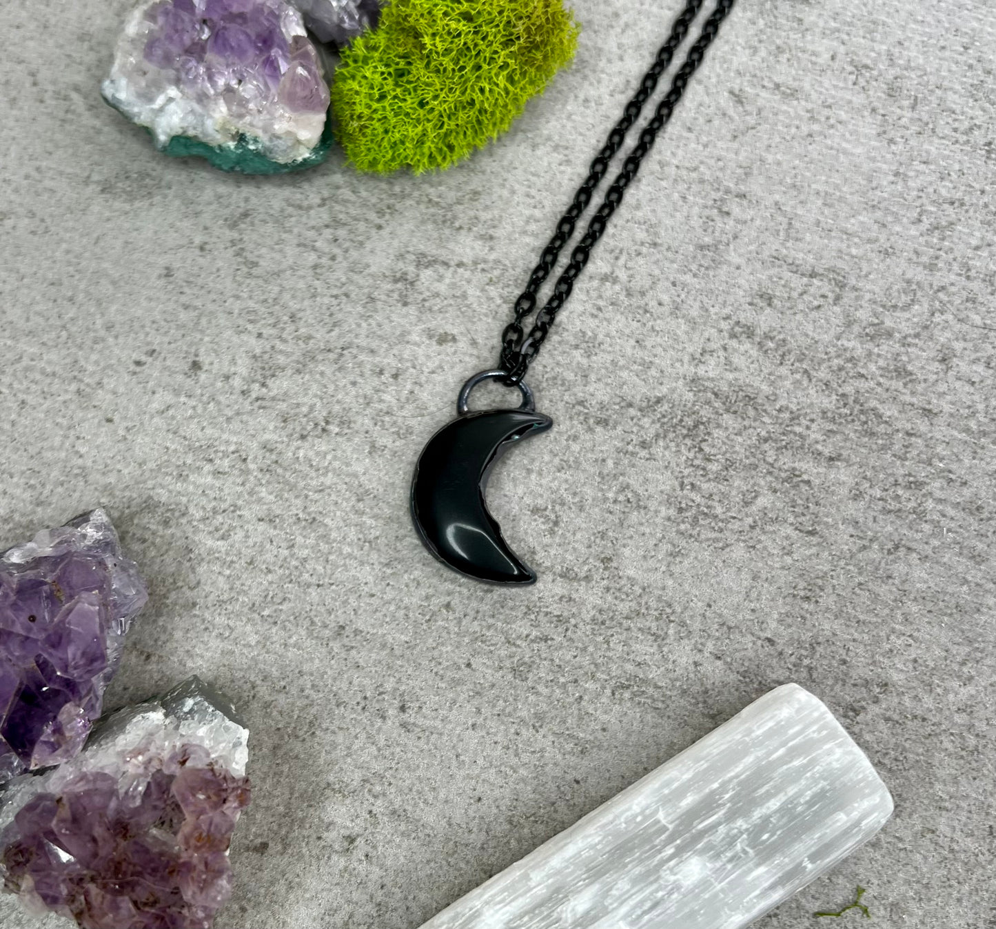 Black Onyx Moon Necklace