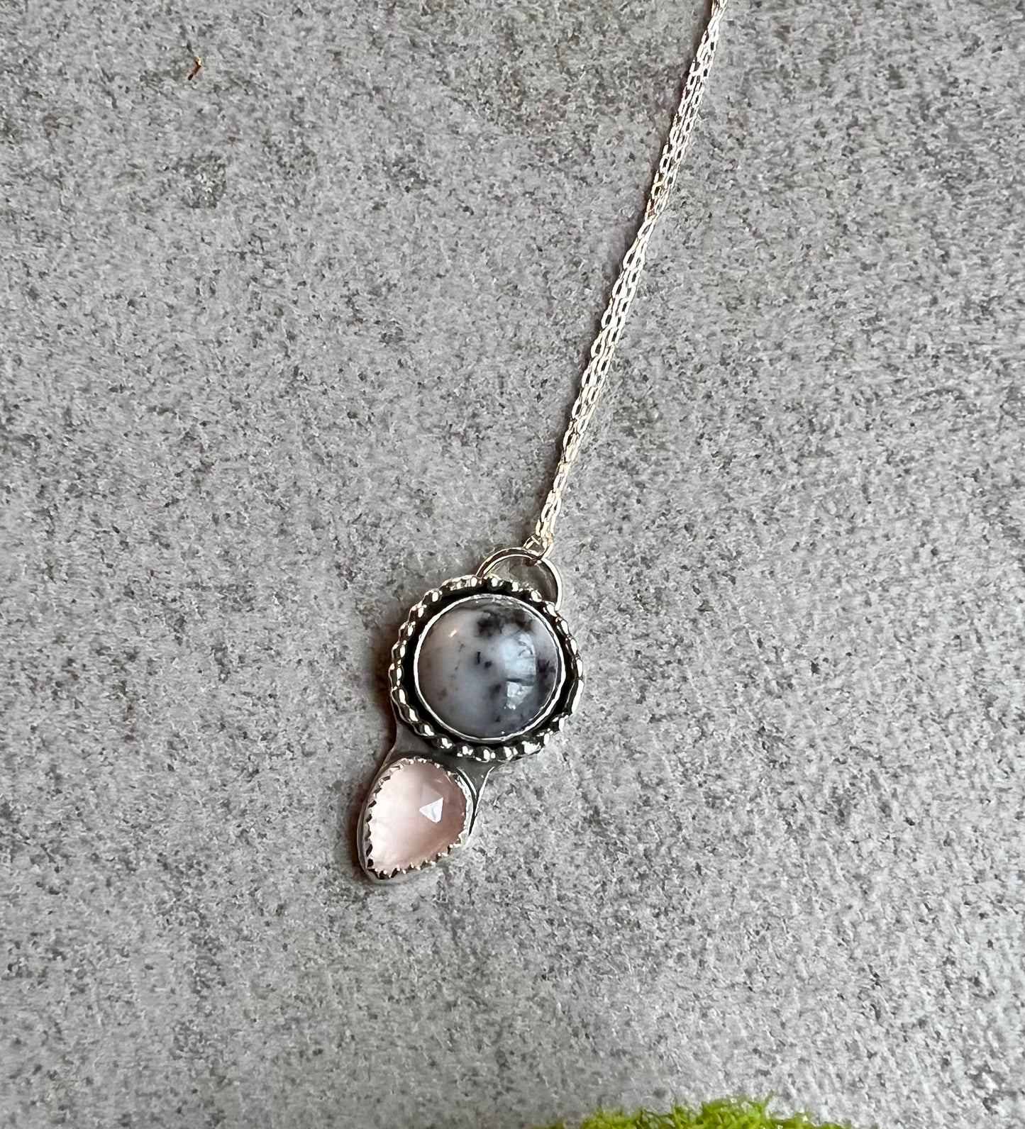 Dendritic Opal and Rose Quartz Necklace