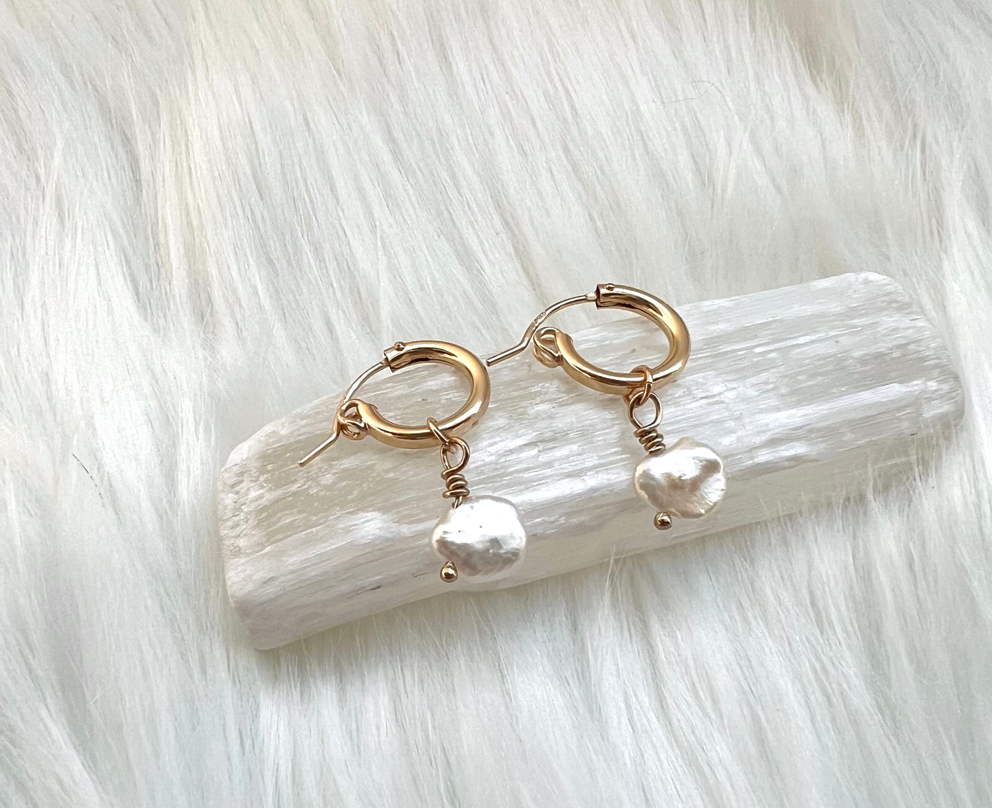 Freya | Pearl Huggie Hoops