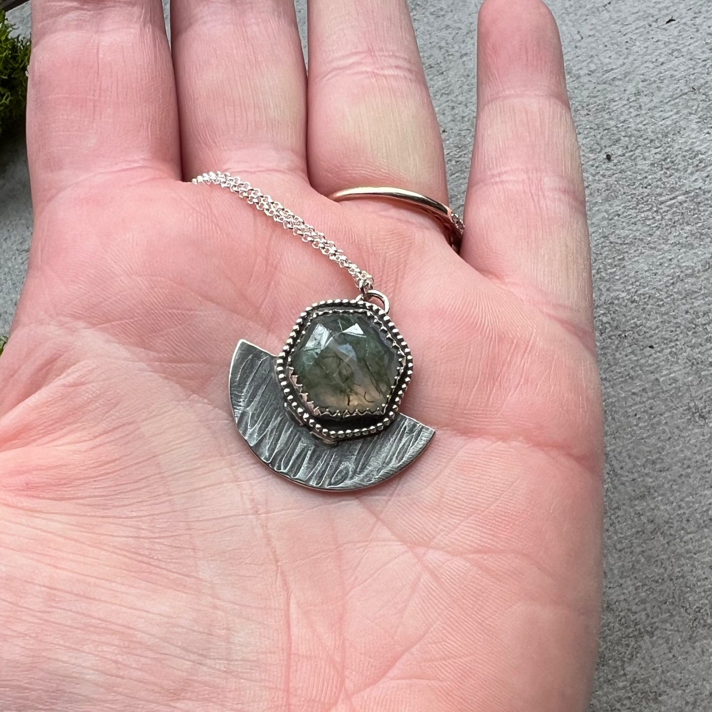 Moss Agate Fan Necklace