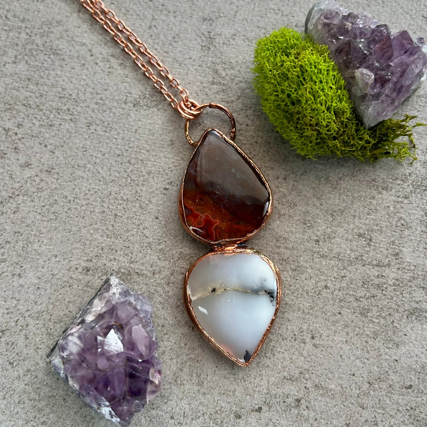 Moroccan Jasper and Dendritic Opal Necklace