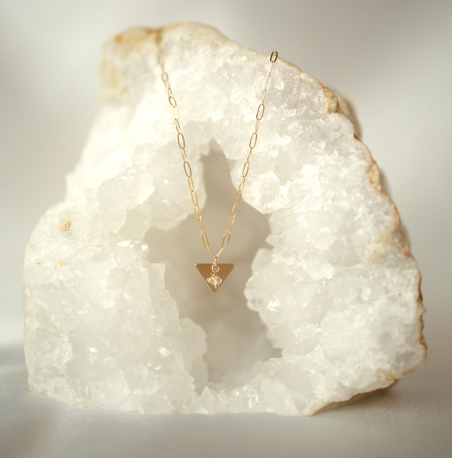 Sylvia | Triangle & Herkimer Necklace