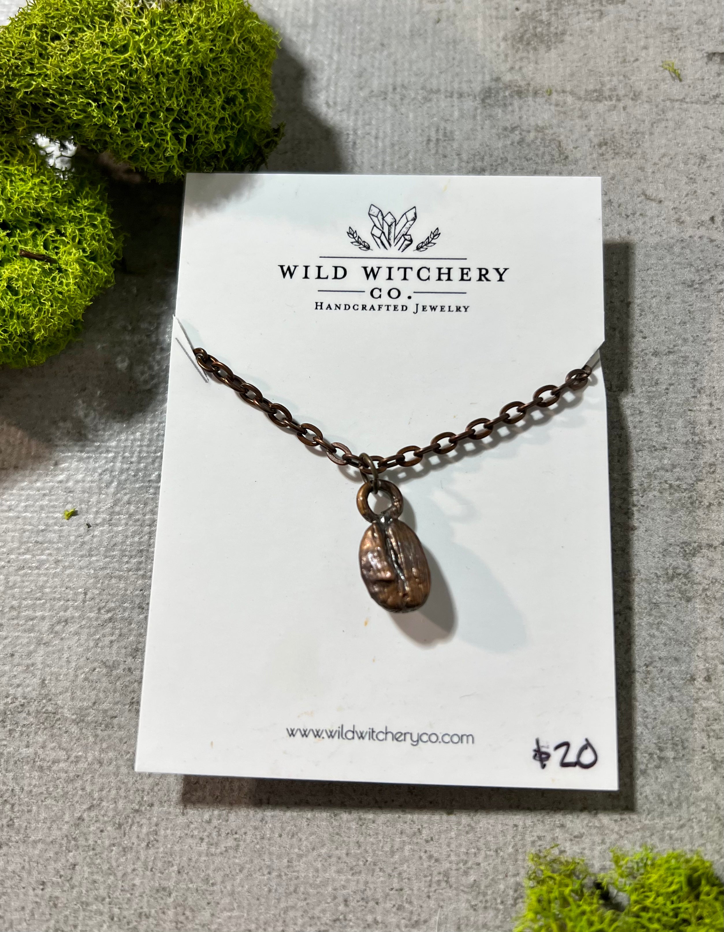 Coffee Bean Necklace on 18 in chain wildwitcheryco