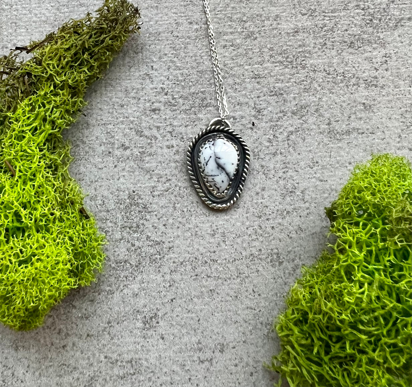 Dendritic Opal Teardrop Necklace