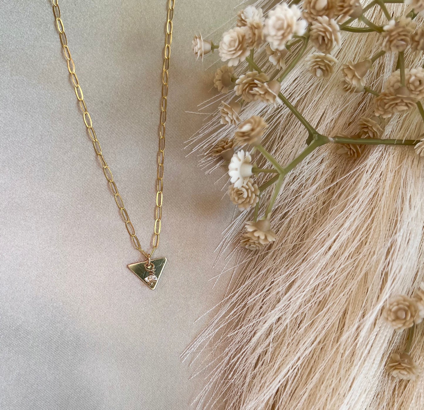 Sylvia | Triangle & Herkimer Necklace