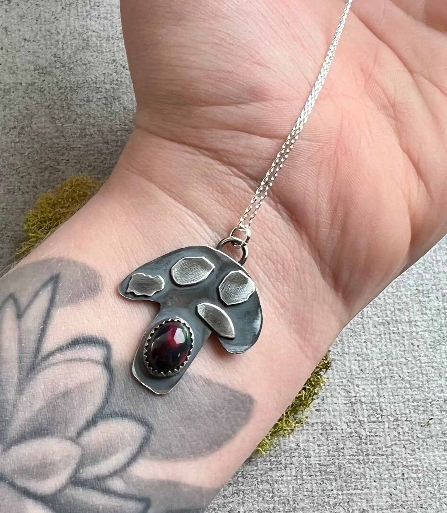 Mushroom Opal Sterling Silver Necklace