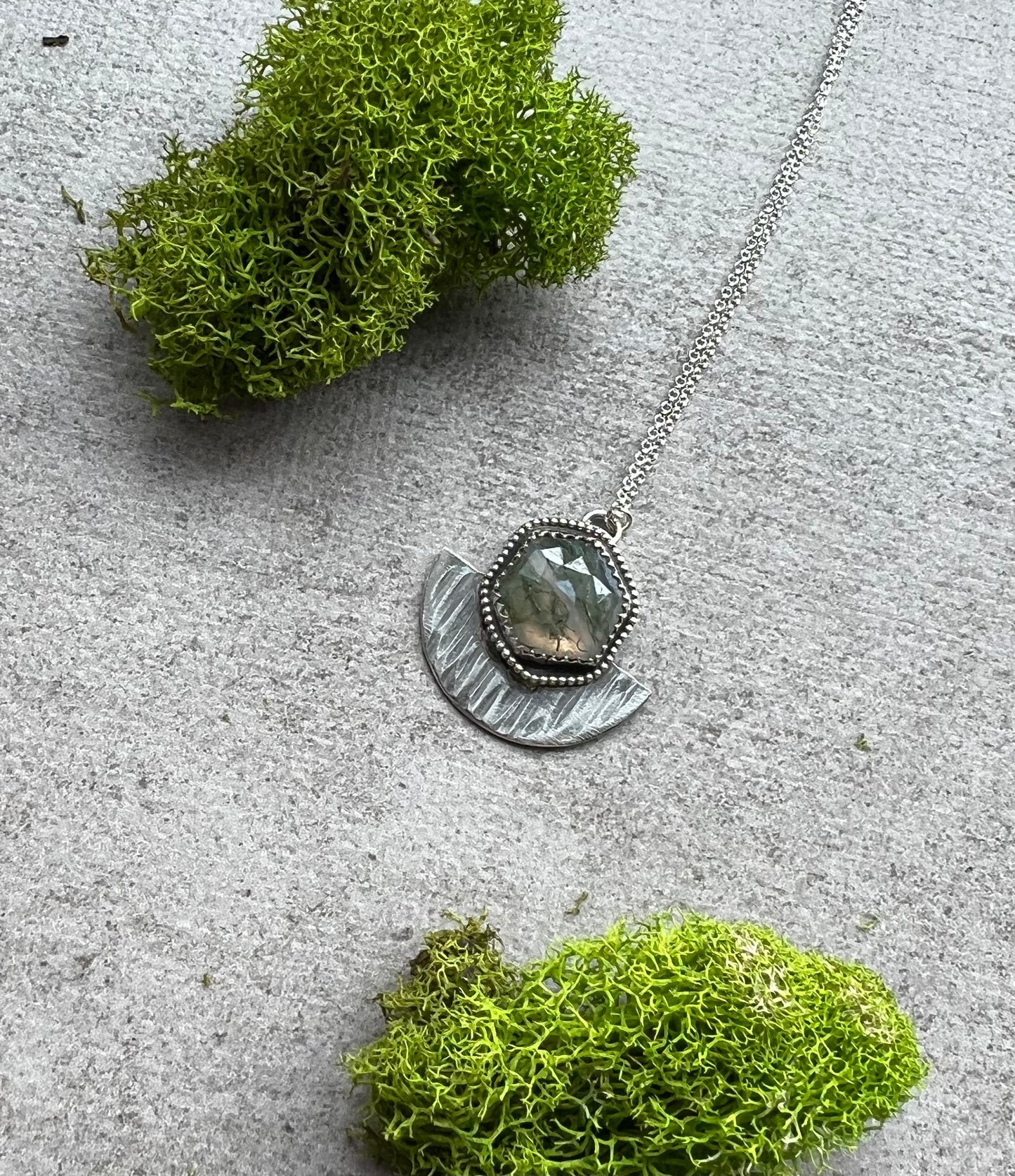 Moss Agate Fan Necklace