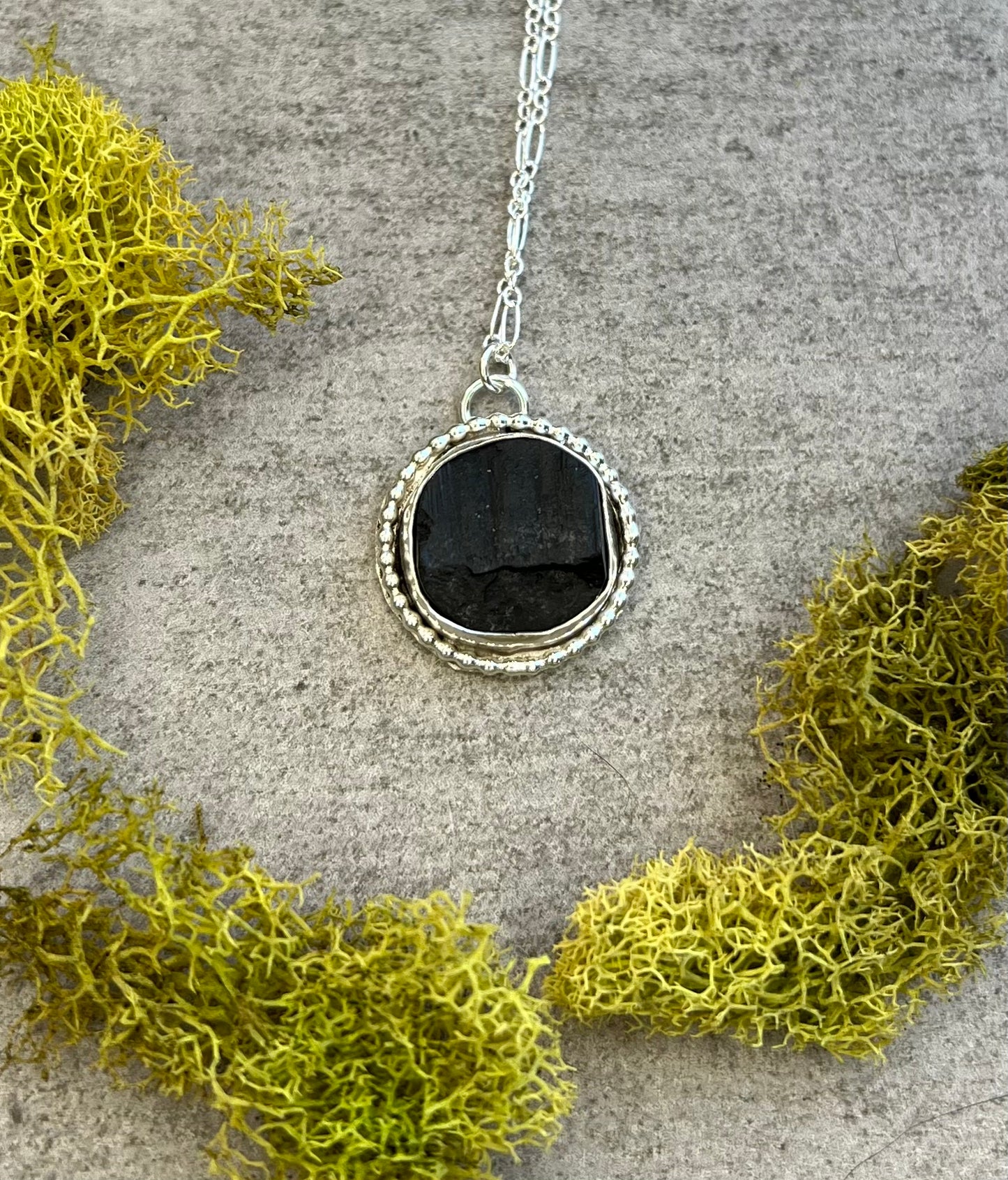 Black Tourmaline Sterling Silver Necklace
