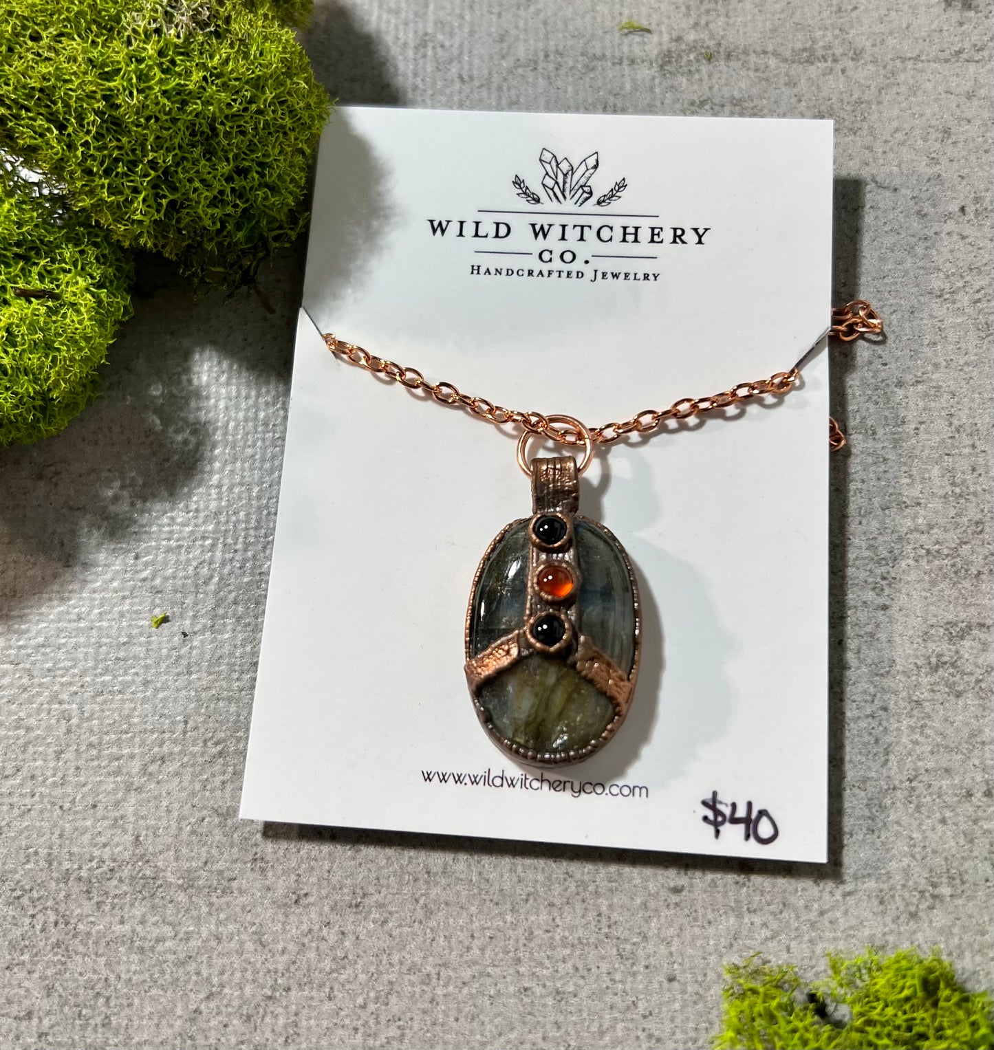 Copper Labradorite Necklace on 24 in chain