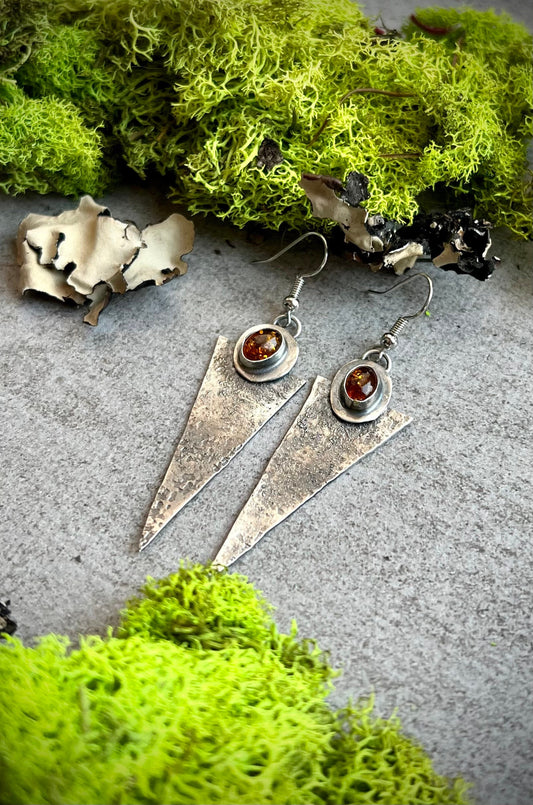 Amber Sterling Silver Earrings