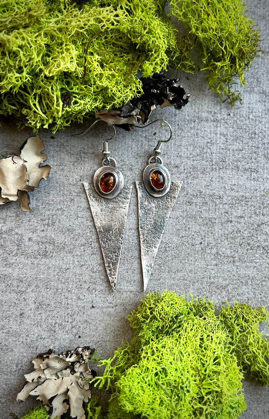 Amber Sterling Silver Earrings
