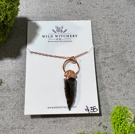 Obsidian Arrowhead Necklace on 18 in chain