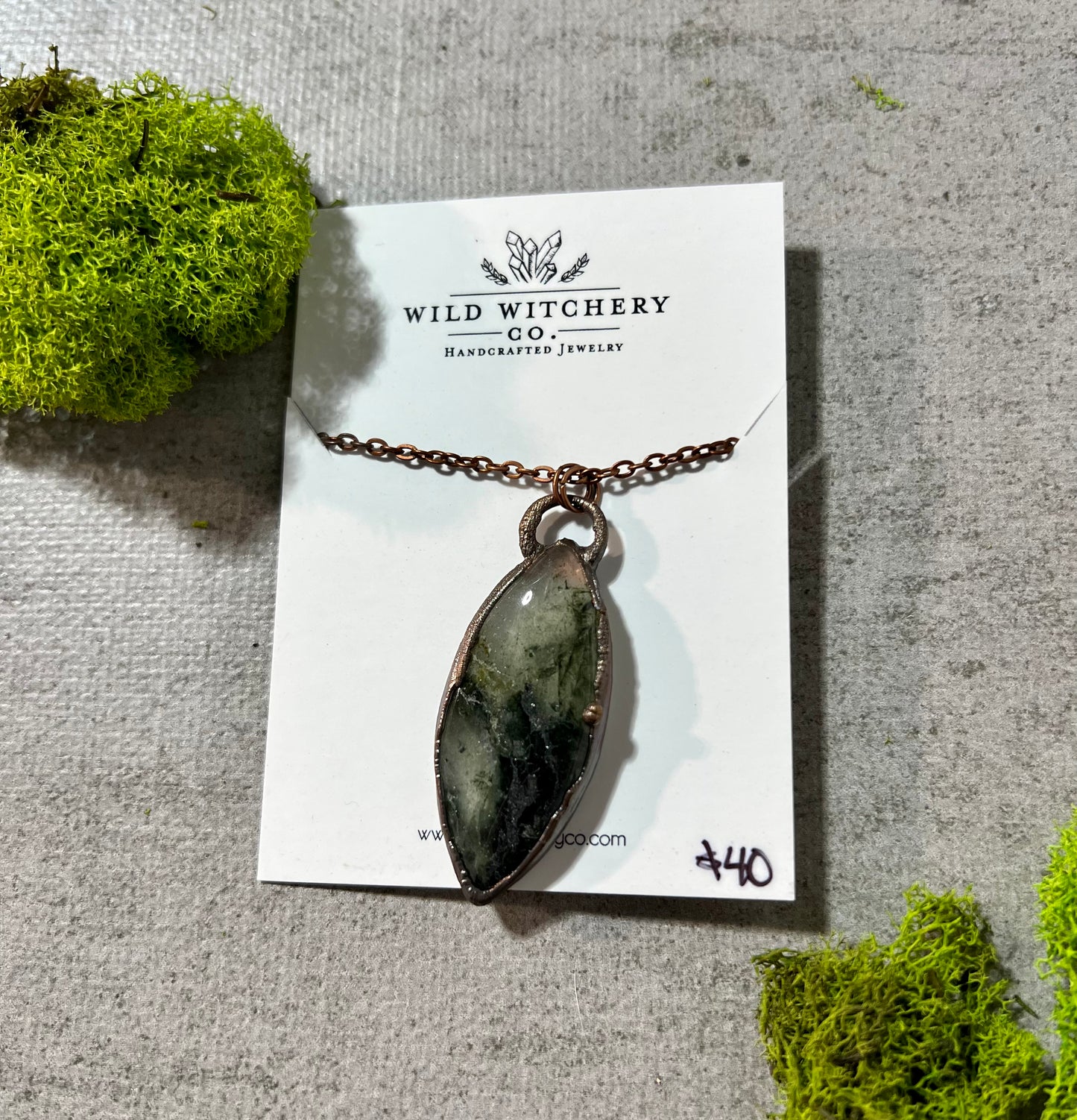 Green Moss Agate Necklace on 18 in chain