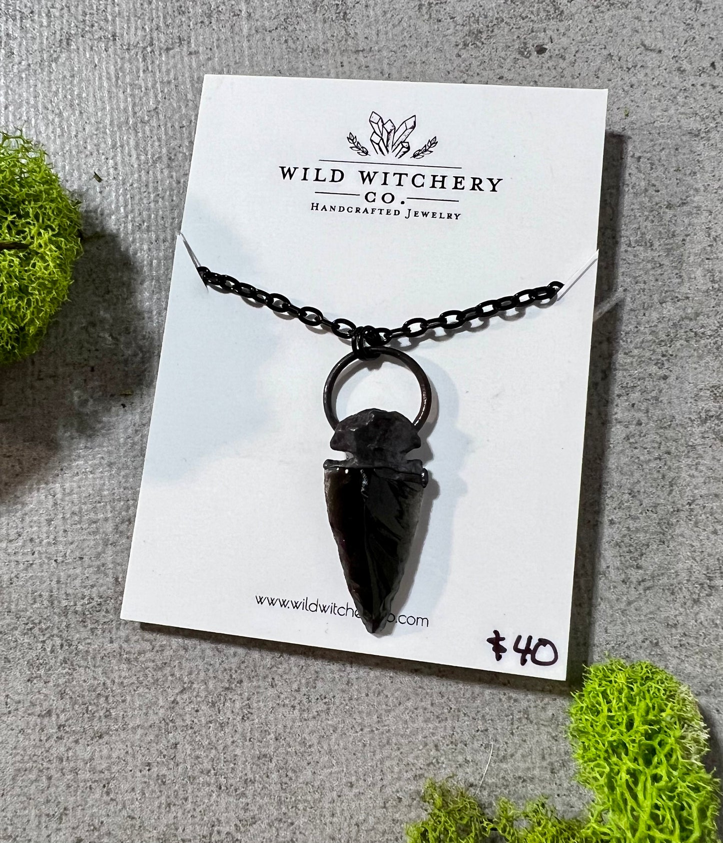 Obsidian Arrowhead Necklace on 18 in chain