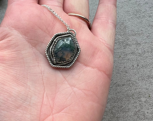 Moss Agate Sterling Silver Necklace