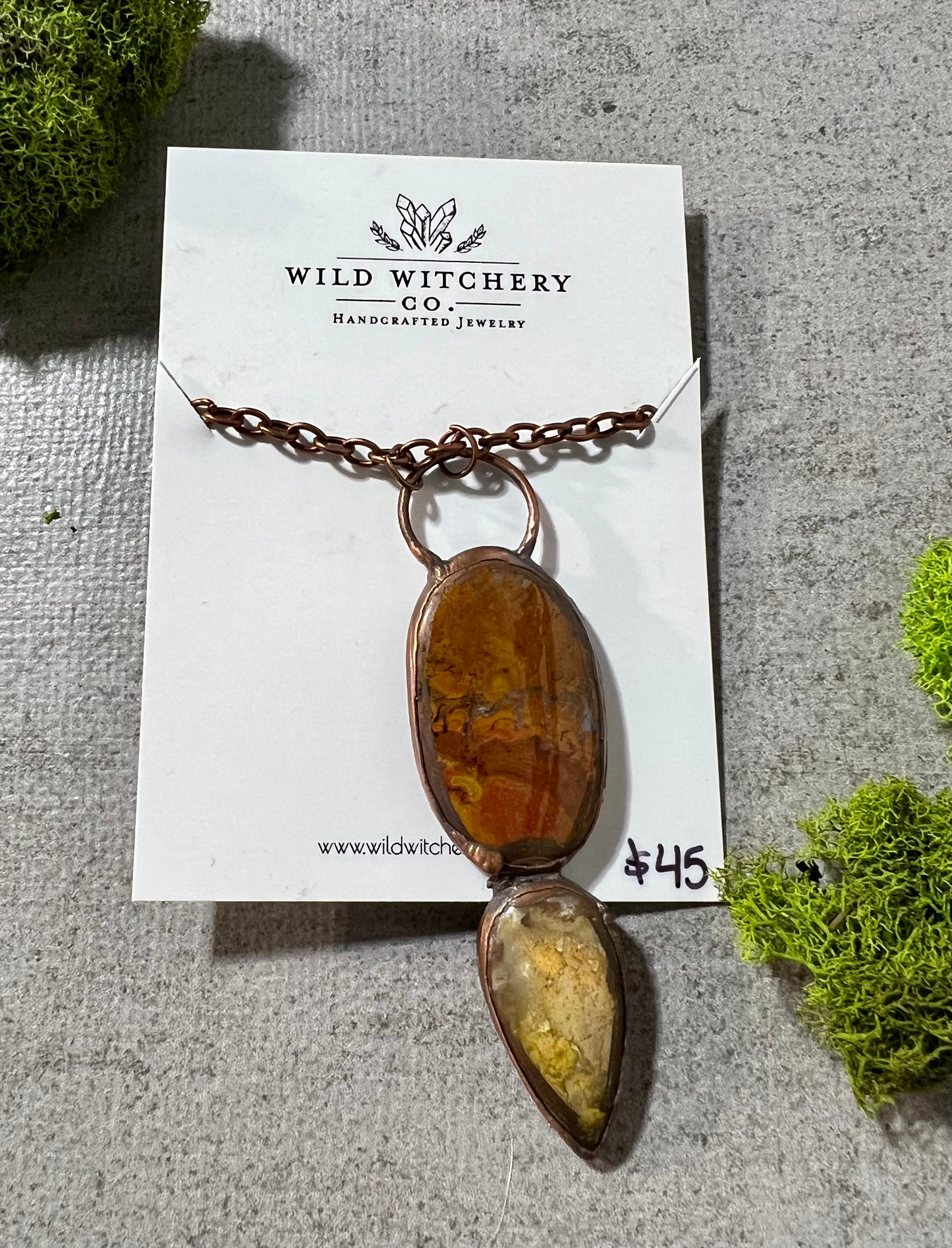 Moroccan Agate and Bumblebee Jasper Necklace on 18 in chain