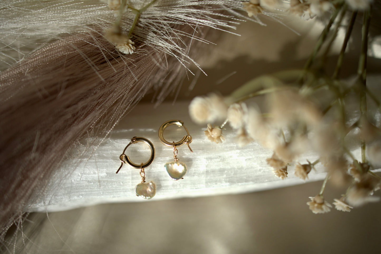 Freya | Pearl Huggie Hoops