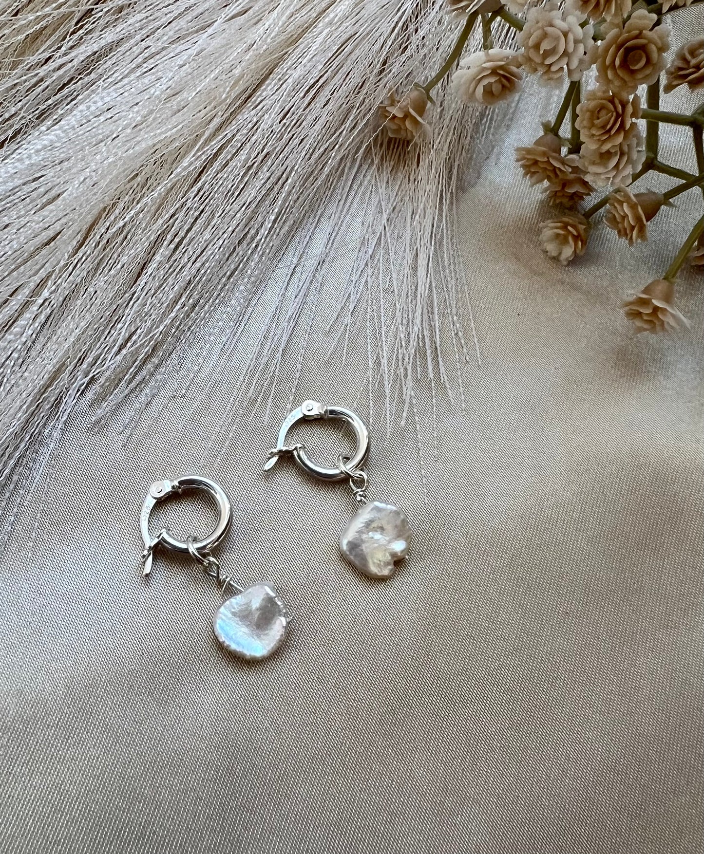 Freya | Pearl Huggie Hoops