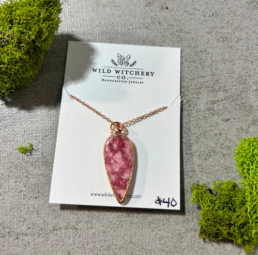 Rhodonite Necklace on 18 in chain