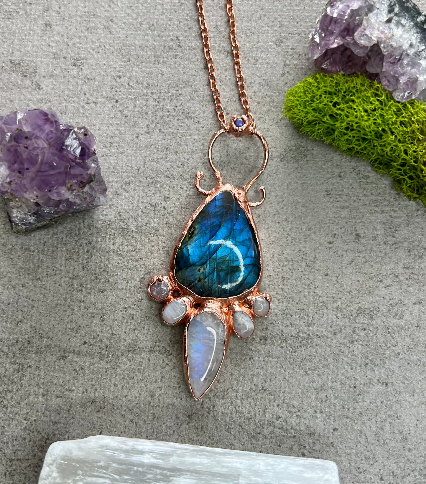 Labradorite and Moonstone Statement Necklace