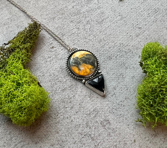 Bumblebee Jasper and Onyx Necklace