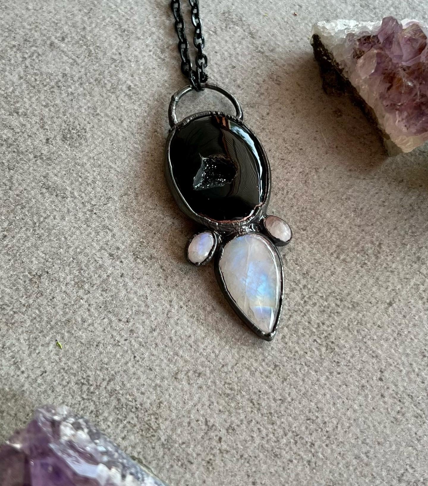Onyx and Moonstone Necklace