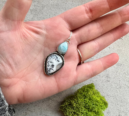 Larimar and Dendritic Opal Necklace
