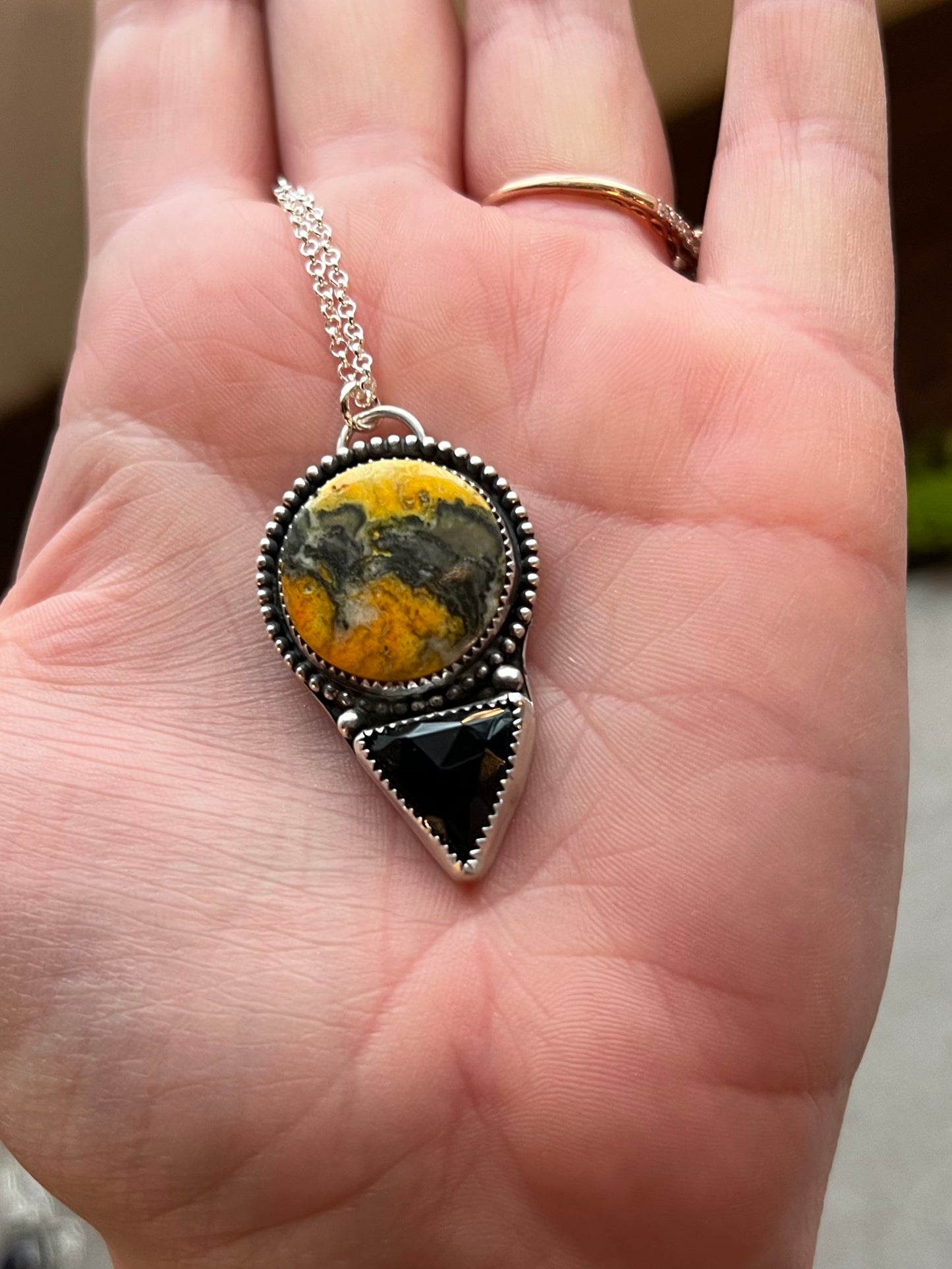 Bumblebee Jasper and Onyx Necklace