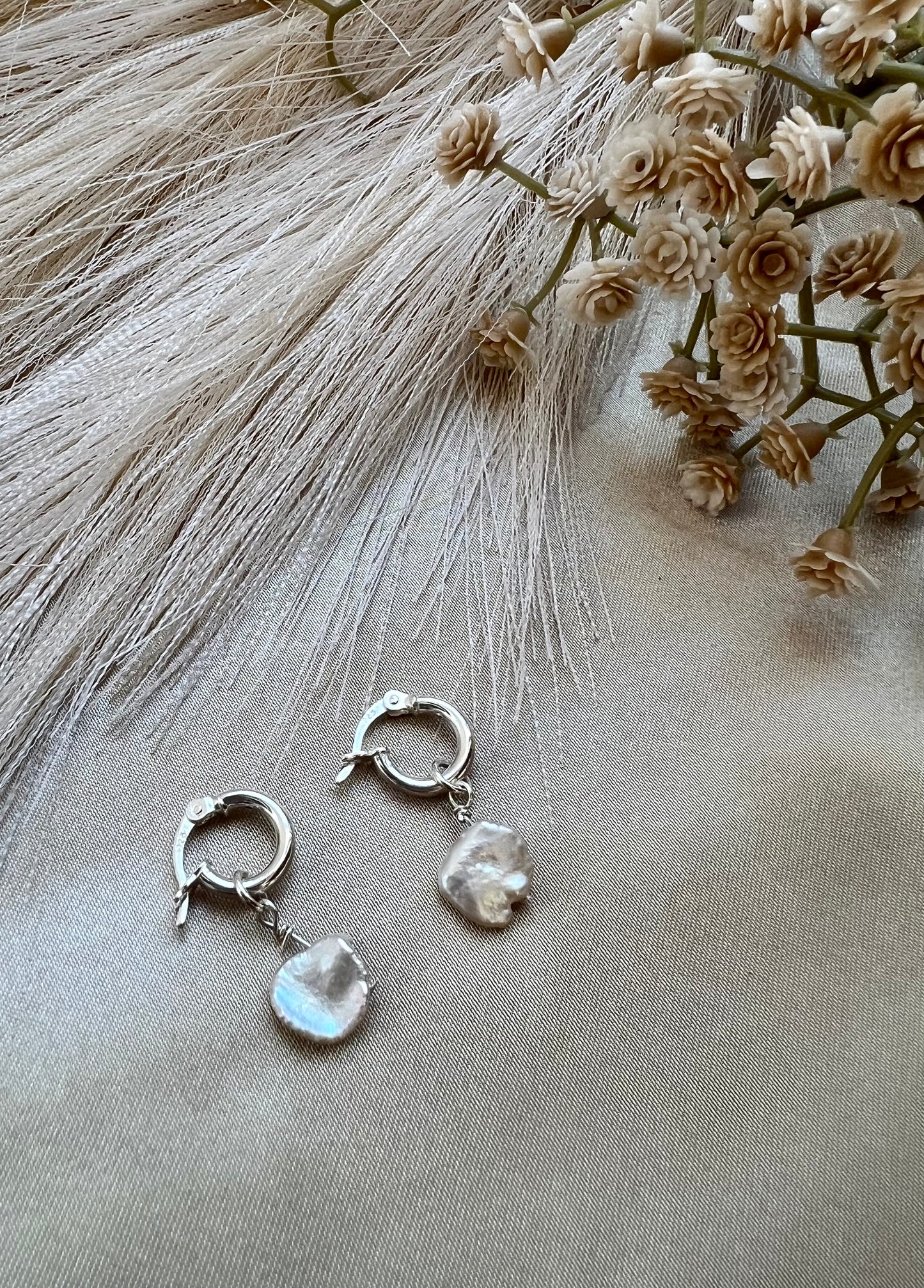 Freya | Pearl Huggie Hoops