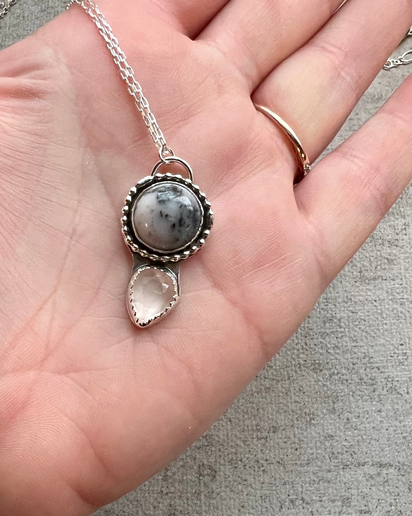 Dendritic Opal and Rose Quartz Necklace