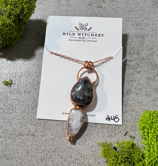 Larvikite and Moonstone Necklace