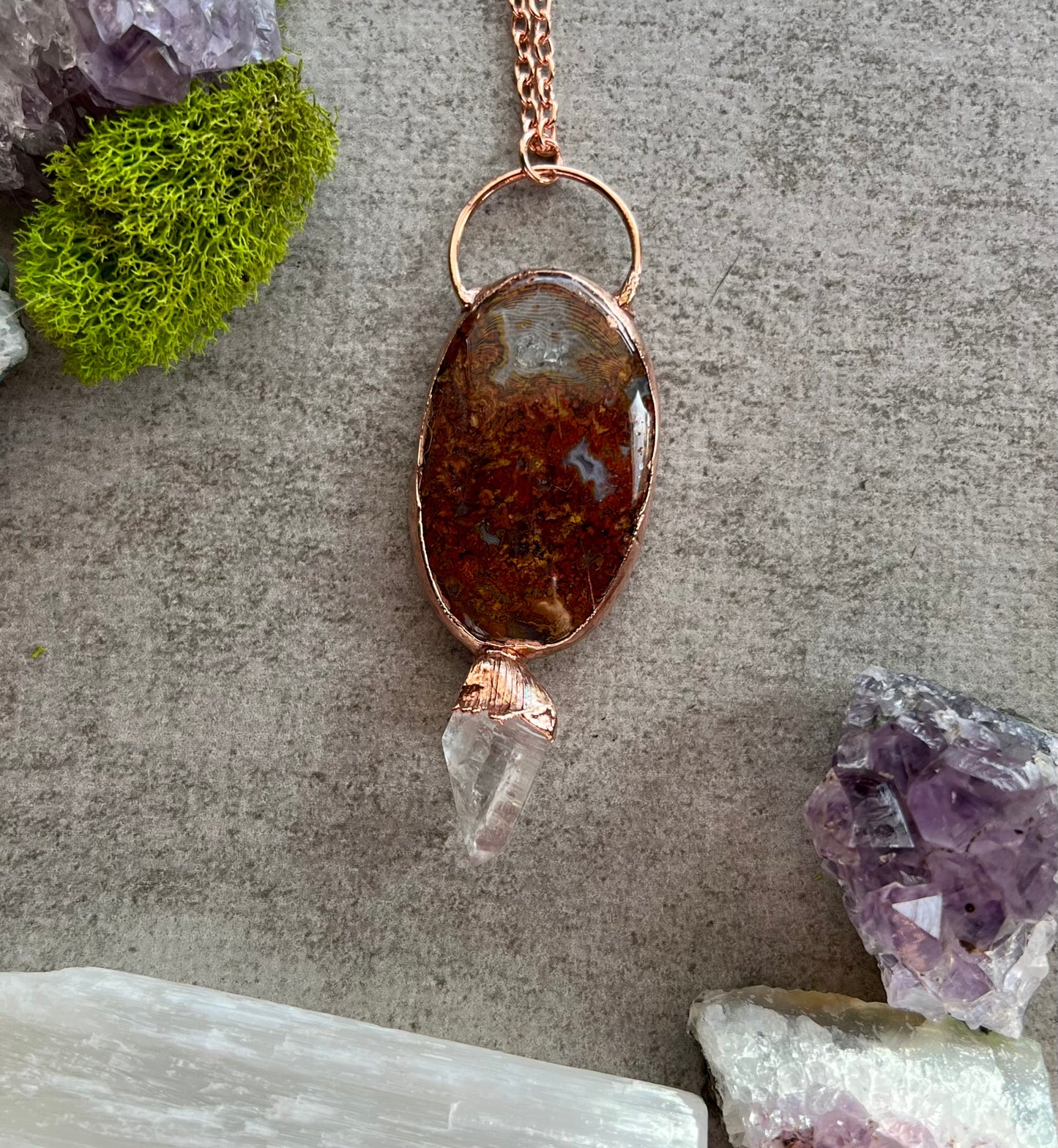 Moroccan Agate and Herkimer Diamond Necklace